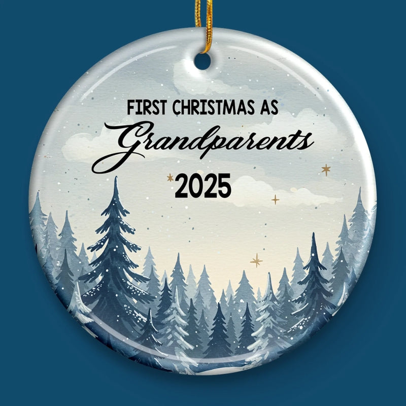 Custom Baby's First Christmas Grandparents Ceramic Ornament - Personalized Christmas Birthday Gifts For First Time Grandparents, Future Grandpa and Grandma, Family - A Grand Blessing Arrived