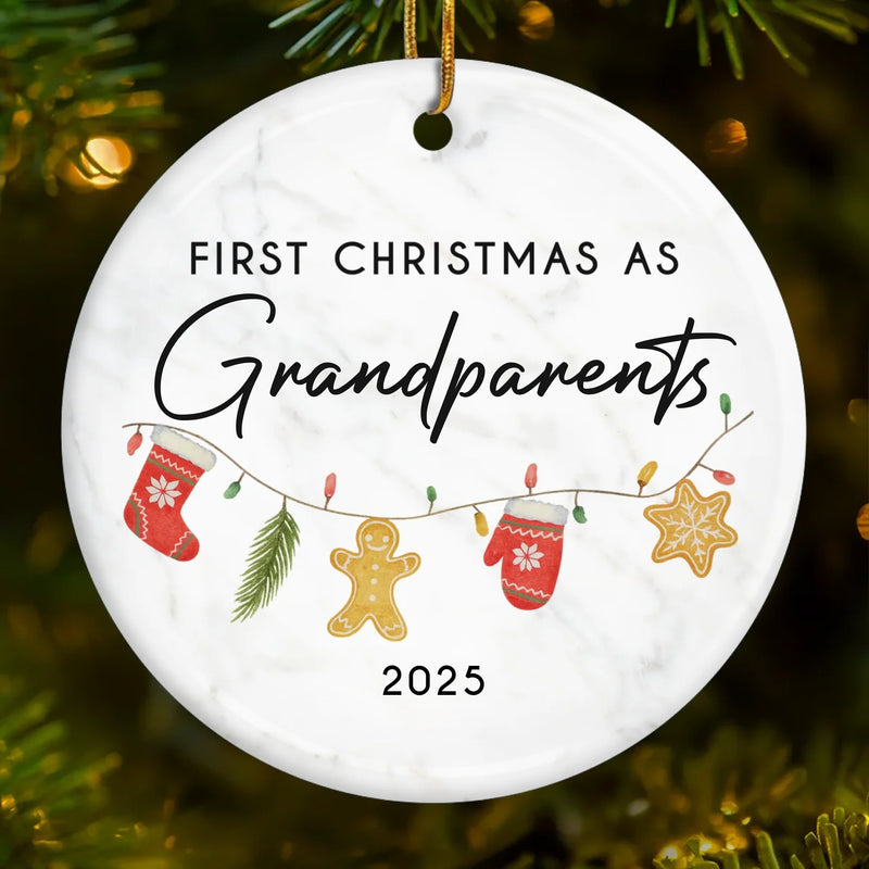 Custom Baby's First Christmas Grandparents Ceramic Ornament - Personalized Christmas Birthday Gifts For First Time Grandparents, Future Grandpa and Grandma, Family - Grandbaby Magic This Christmas
