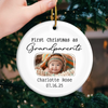 Custom Baby's First Christmas Grandparents Ceramic Ornament - Personalized Christmas Birthday Gifts For First Time Grandparents, Future Grandpa and Grandma, Family  - Grandma And Grandpa Season