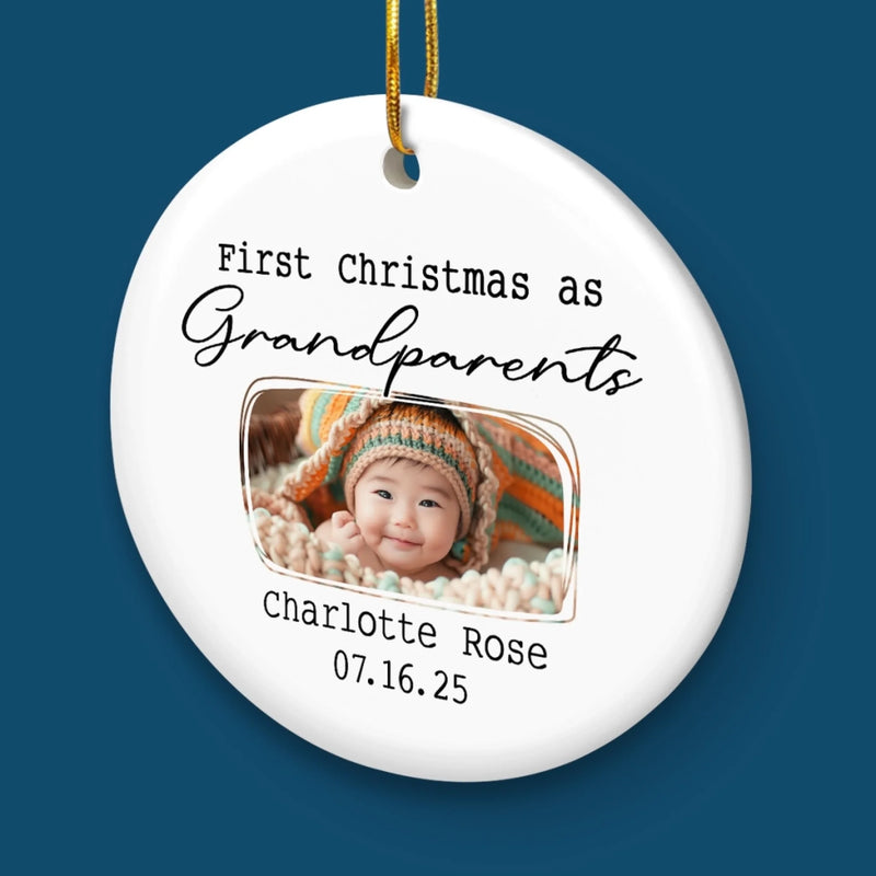 Custom Baby's First Christmas Grandparents Ceramic Ornament - Personalized Christmas Birthday Gifts For First Time Grandparents, Future Grandpa and Grandma, Family  - Grandma And Grandpa Season