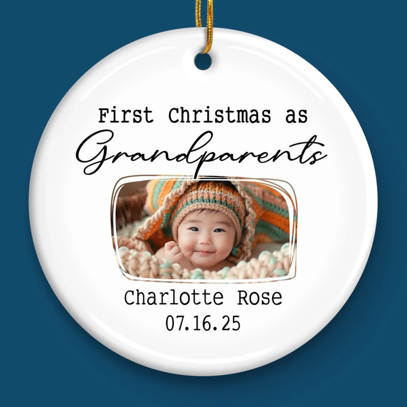 Custom Baby's First Christmas Grandparents Ceramic Ornament - Personalized Christmas Birthday Gifts For First Time Grandparents, Future Grandpa and Grandma, Family  - Grandma And Grandpa Season