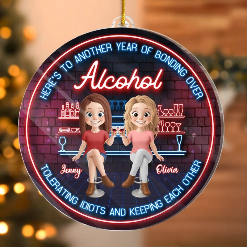 Custom Acrylic Ornament - Personalized Best Friend Christmas Birthday Gifts For Women, Besties, Sisters, BFF - Cheers To Our Merry Moments