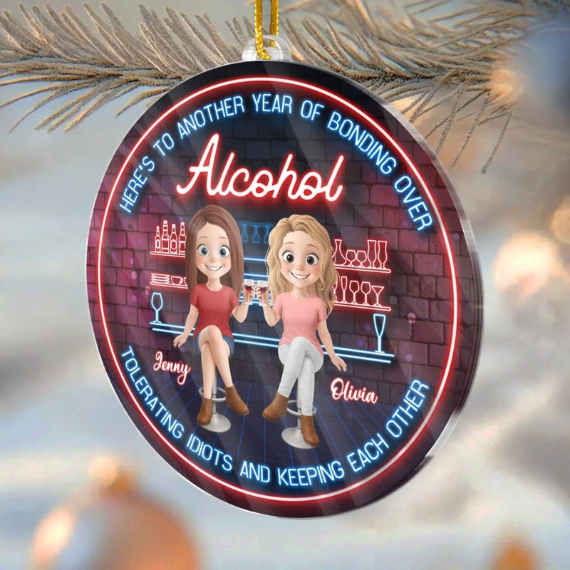 Custom Acrylic Ornament - Personalized Best Friend Christmas Birthday Gifts For Women, Besties, Sisters, BFF - Cheers To Our Merry Moments