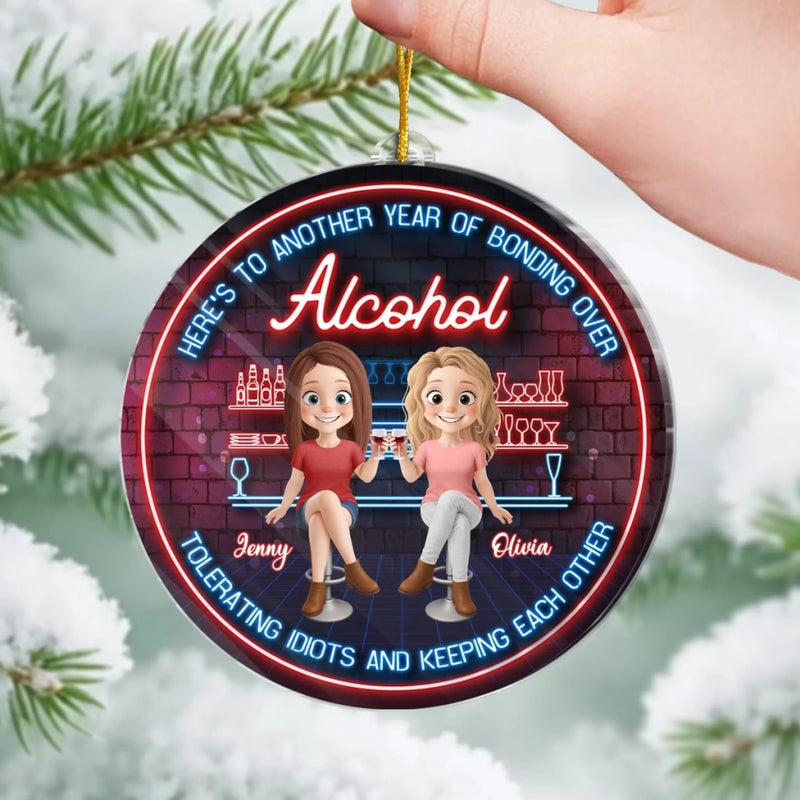 Custom Acrylic Ornament - Personalized Best Friend Christmas Birthday Gifts For Women, Besties, Sisters, BFF - Cheers To Our Merry Moments