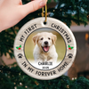 Custom Photo First Christmas Pet Ceramic Ornament - Personalized Christmas Birthday Gifts For Dog Lovers, Cat Lovers, Pet Dad And Mom, New Pet Ornament - New Pawprints This Christmas