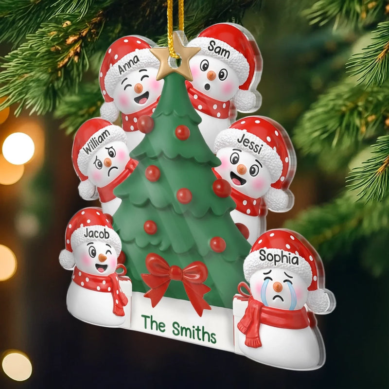 Custom Snowman Acrylic Ornament - Personalized Christmas Birthday Gifts For Mom, Dad, Brother, Sister, Kids - Love Warms Every Winter