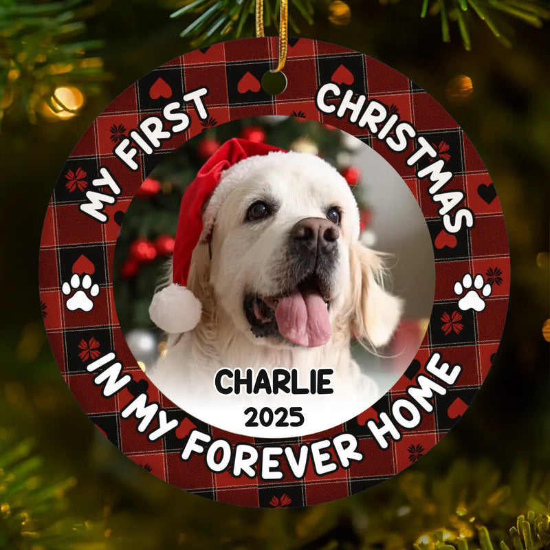 Custom Photo First Christmas Pet Ceramic Ornament - Personalized Christmas Birthday Gifts For Dog Lovers, Cat Lovers, Pet Dad And Mom, New Pet Ornament - Officially A Pet Parent