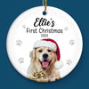 Custom Photo First Christmas Pet Ceramic Ornament - Personalized Christmas Birthday Gifts For Dog Lovers, Cat Lovers, Pet Dad And Mom, New Pet Ornament - Our First Fur Christmas