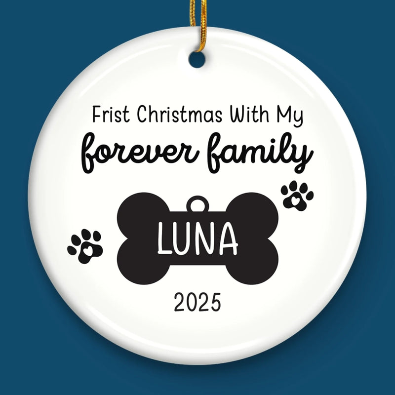Custom First Christmas Pet Ceramic Ornament - Personalized Christmas Birthday Gifts For Dog Lovers, Cat Lovers, Pet Dad And Mom, New Pet Ornament - New Fur In Family