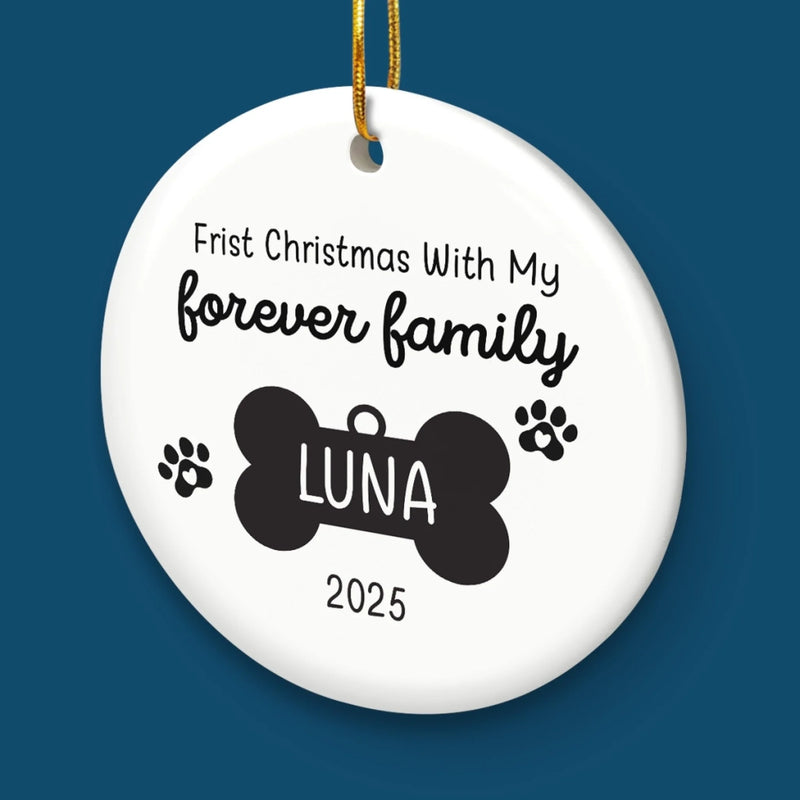 Custom First Christmas Pet Ceramic Ornament - Personalized Christmas Birthday Gifts For Dog Lovers, Cat Lovers, Pet Dad And Mom, New Pet Ornament - New Fur In Family