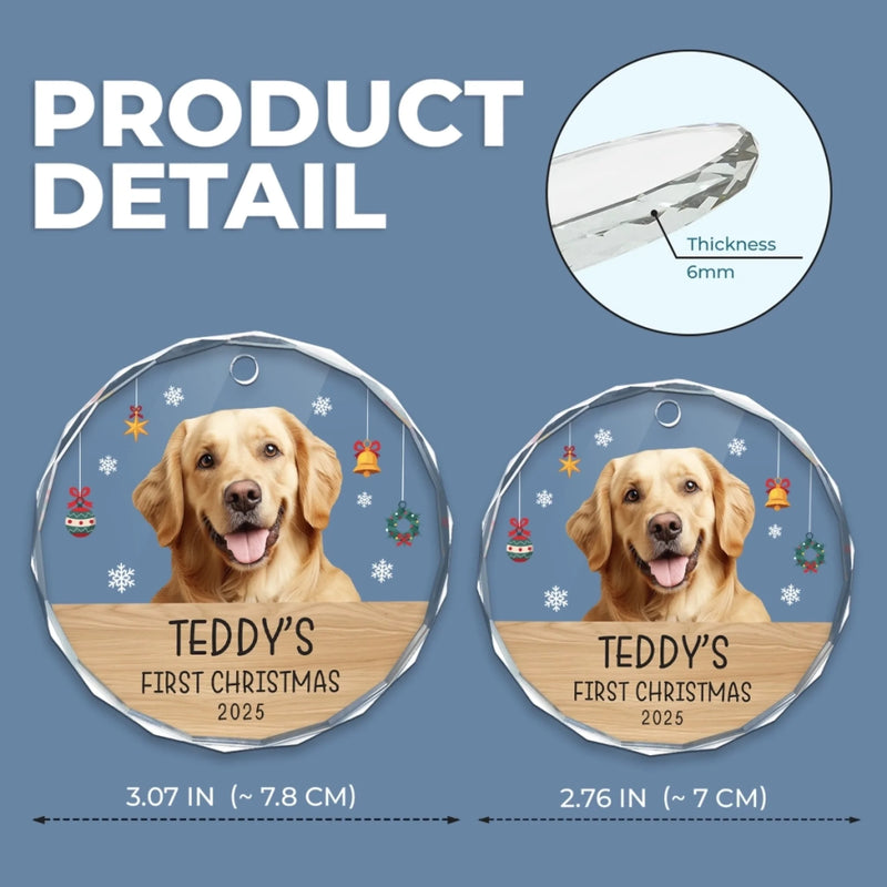 Custom Photo First Christmas Pet Glass Ornament - Personalized Christmas Birthday Gifts For Dog Lovers, Cat Lovers, Pet Dad And Mom, New Pet Ornament - Paw-Fect Christmas Begin