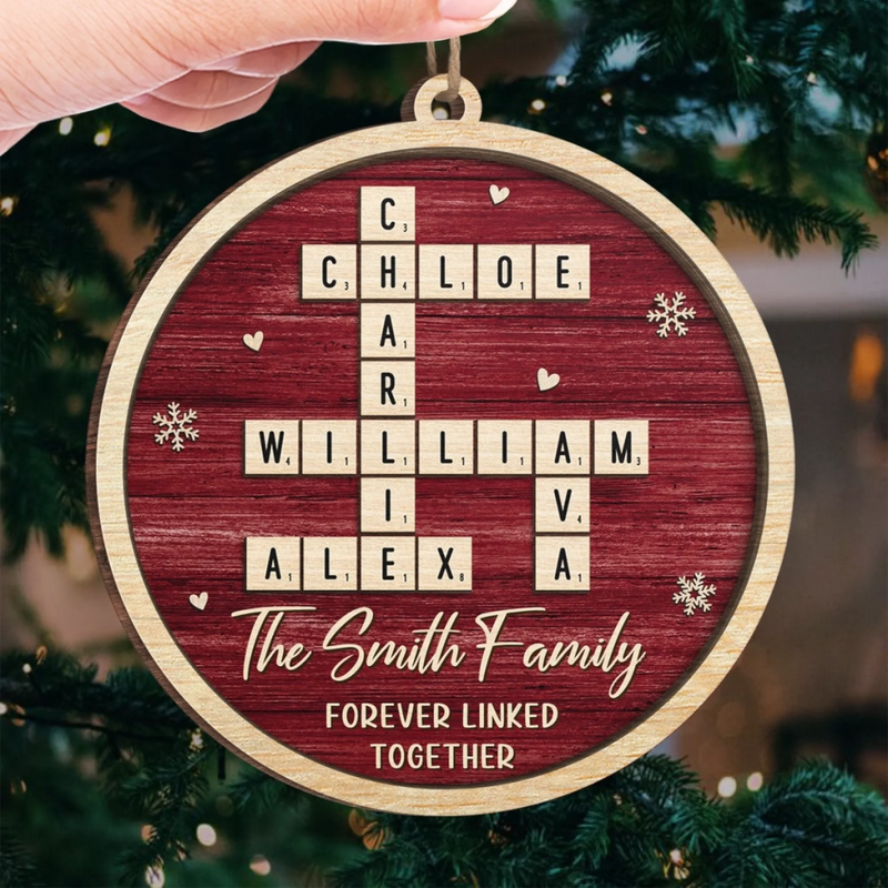Custom Scrabble Wood Ornament - Personalized Christmas Birthday Gifts For Mom, Dad, Brother, Sister, Kids - Frosty Family Magic