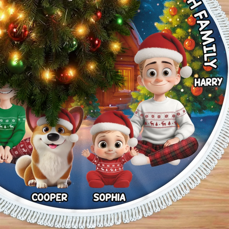 Custom Tree Skirt - Personalized Christmas Birthday Gifts For Mom, Dad, Brother, Sister, Kids - Love Warms Our Christmas Home