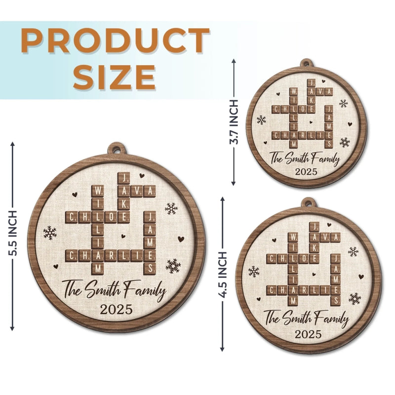 Custom Scrabble Wood Ornament - Personalized Christmas Birthday Gifts For Mom, Dad, Brother, Sister, Kids - Christmas Starts With Family Smiles