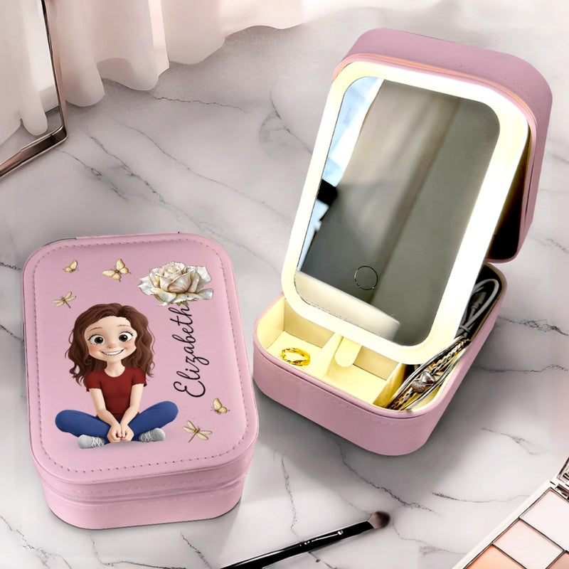 Custom Jewelry Box LED Makeup - Personalized Birthday Gifts For Besties, Sisters, BFF, Family, Yourself - Shining Bright In My Own Way
