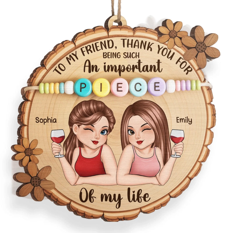 Custom Wood Ornament - Personalized Best Friend Christmas Birthday Gifts For Women, Besties, Sisters, BFF - Snowflakes Sparkle Like Our Friendship