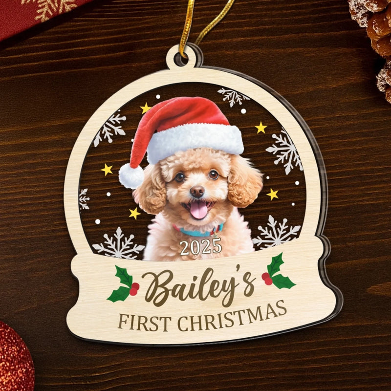 Custom Photo First Christmas Pet Acrylic Ornament - Personalized Christmas Birthday Gifts For Dog Lovers, Cat Lovers, Pet Dad And Mom, New Pet Ornament - All You Need Is Paws