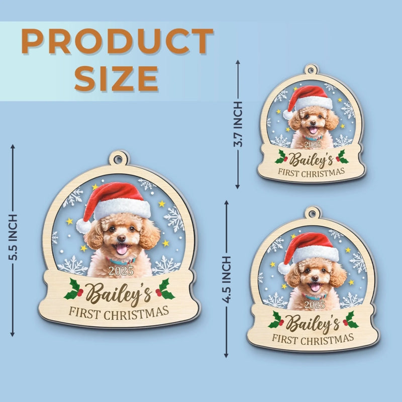 Custom Photo First Christmas Pet Acrylic Ornament - Personalized Christmas Birthday Gifts For Dog Lovers, Cat Lovers, Pet Dad And Mom, New Pet Ornament - All You Need Is Paws