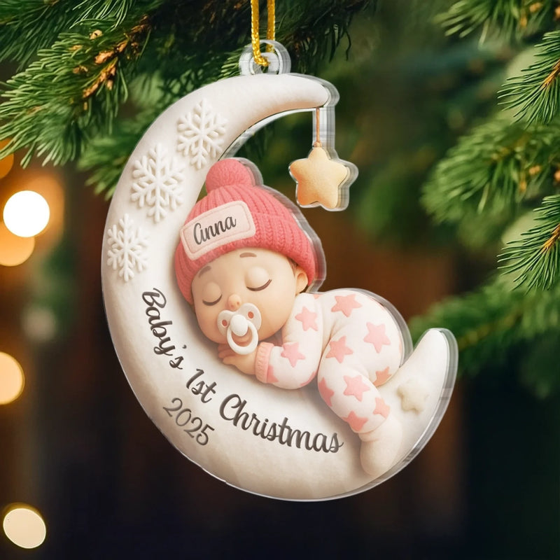 Custom First Christmas Acrylic Ornament - Personalized Christmas Baby Shower, Gender Reveal Gifts For New Moms, New Dads, New Parents - Love Born This Year