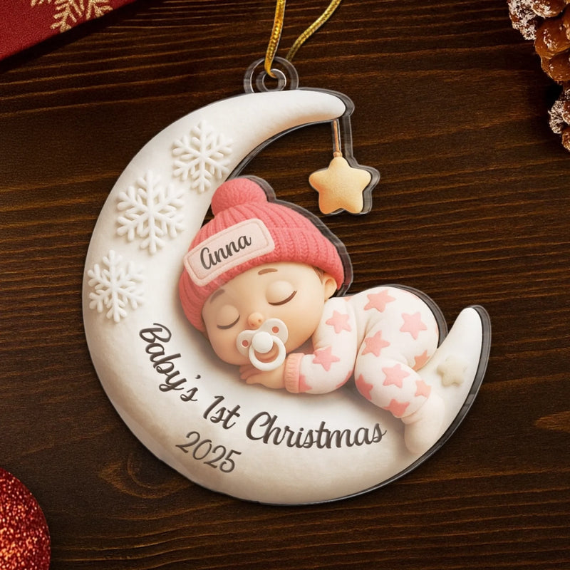 Custom First Christmas Acrylic Ornament - Personalized Christmas Baby Shower, Gender Reveal Gifts For New Moms, New Dads, New Parents - Love Born This Year