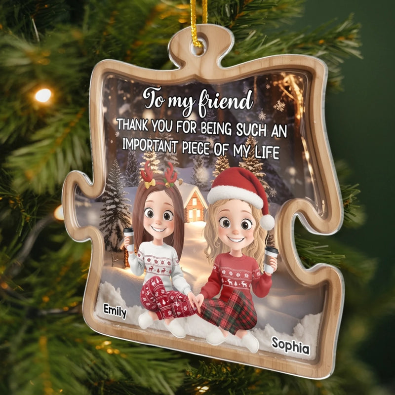 Custom Acrylic Ornament - Personalized Best Friend Christmas Birthday Gifts For Women, Besties, Sisters, BFF - Coffee Chats And Christmas Cheer