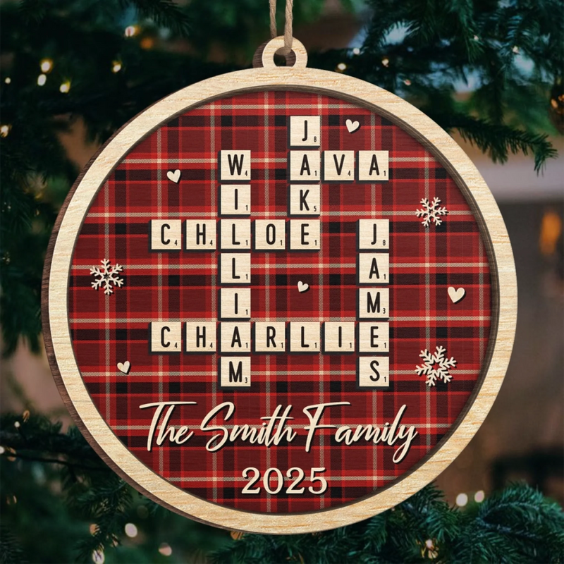 Custom Scrabble Wood Ornament - Personalized Christmas Birthday Gifts For Mom, Dad, Brother, Sister, Kids - Together We Make Spirits Bright