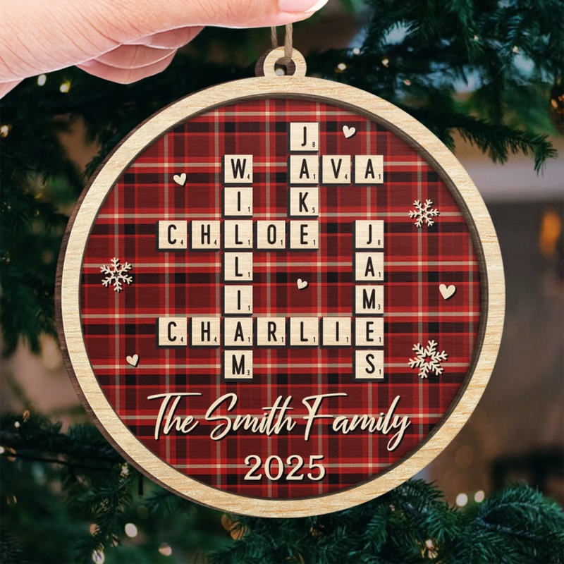 Custom Scrabble Wood Ornament - Personalized Christmas Birthday Gifts For Mom, Dad, Brother, Sister, Kids - Together We Make Spirits Bright