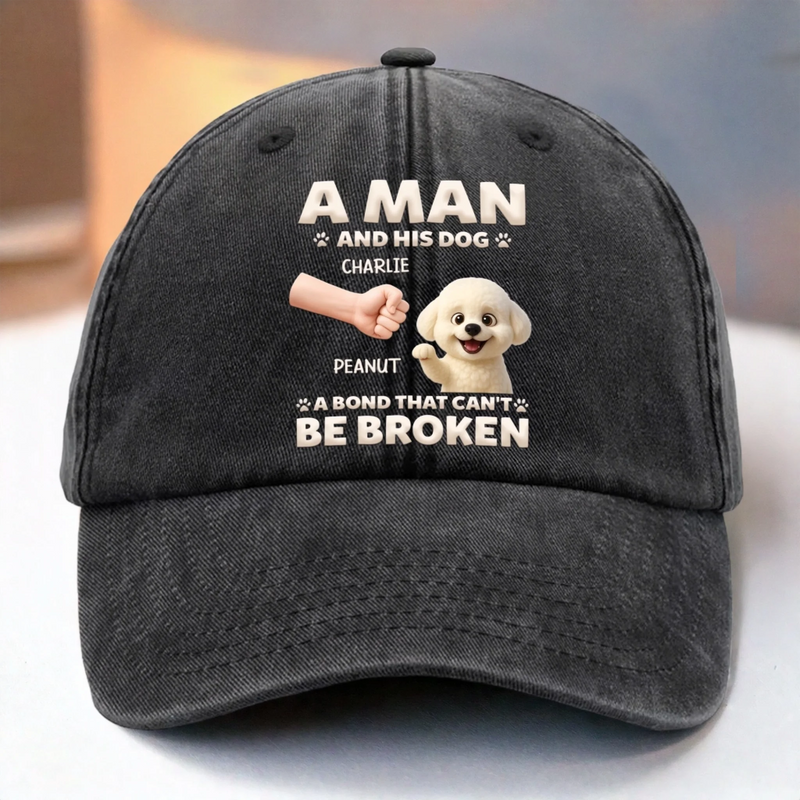 Custom Vintage Washed Denim Baseball Cap - Personalized Birthday Gifts For Dog Lovers, Dog Dad And Mom - Built For Dog Days