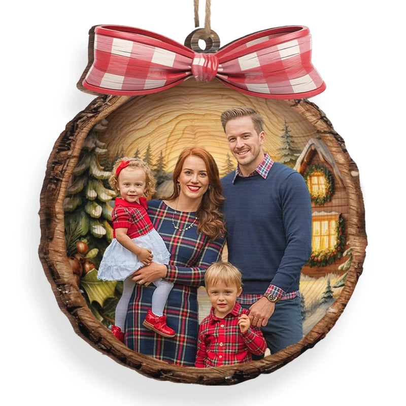 Custom Photo Wood Ornament - Personalized Christmas Birthday Gifts For Mom, Dad, Brother, Sister, Kids - Love Grows Best In Cozy Cabins