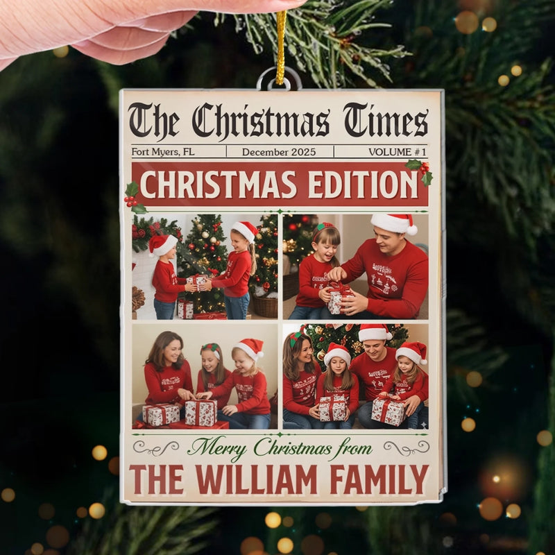 Custom Photo Acrylic Ornament - Personalized Christmas Birthday Gifts For Mom, Dad, Brother, Sister, Kids - Extra, Extra, Love’s The Headline This Year