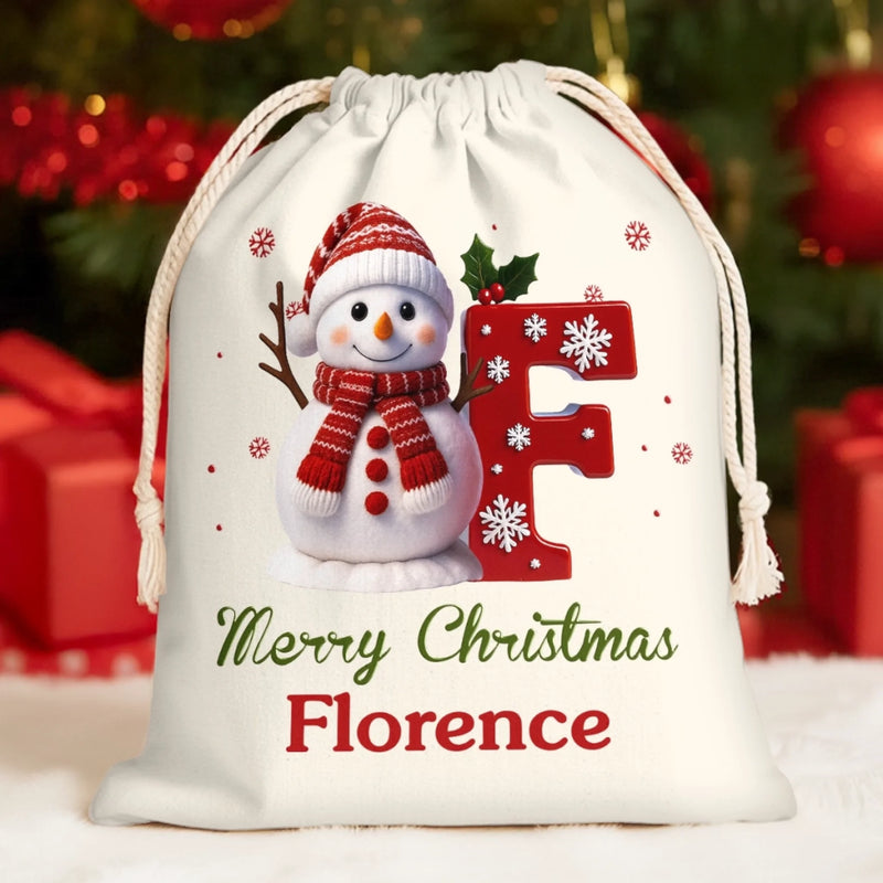 Custom Snowman Favor Bag - Personalized Christmas Birthday Gifts For Kids - Tiny Hands Big Smiles