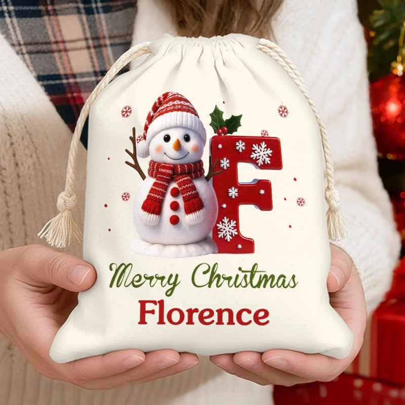 Custom Snowman Favor Bag - Personalized Christmas Birthday Gifts For Kids - Tiny Hands Big Smiles
