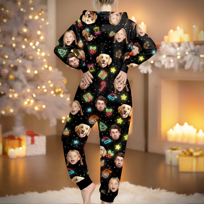 Custom Photo Adult Onesie - Personalized Christmas Birthday Gifts For Family, Dog Cat Lovers - Jingle All The Way To Therapy