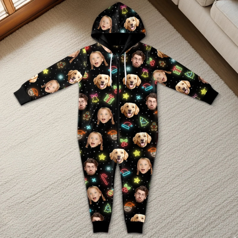 Custom Photo Adult Onesie - Personalized Christmas Birthday Gifts For Family, Dog Cat Lovers - Jingle All The Way To Therapy