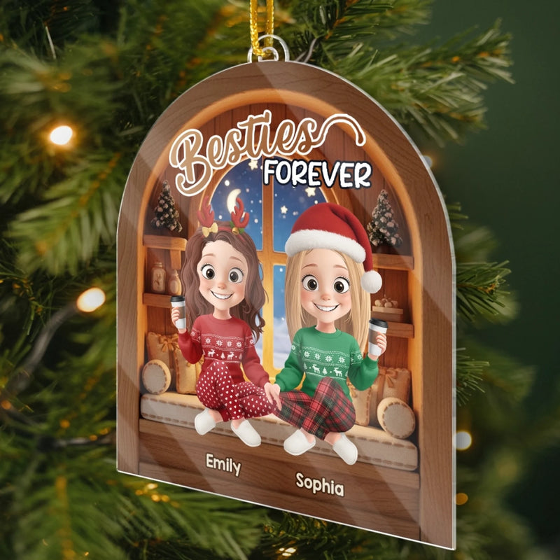 Custom Acrylic Ornament - Personalized Best Friend Christmas Birthday Gifts For Women, Besties, Sisters, BFF - Forever My Partner In Joy