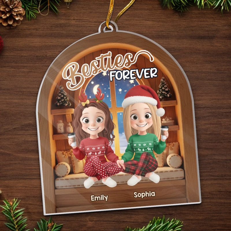 Custom Acrylic Ornament - Personalized Best Friend Christmas Birthday Gifts For Women, Besties, Sisters, BFF - Forever My Partner In Joy