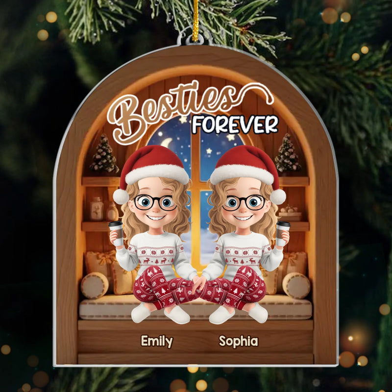 Custom Acrylic Ornament - Personalized Best Friend Christmas Birthday Gifts For Women, Besties, Sisters, BFF - Forever My Partner In Joy