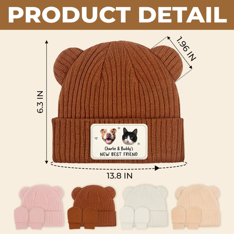 Custom Photo Baby Beanie And Mittens Set - Personalized Baby Shower, Gender Reveal Gifts For New Moms, New Dads, New Parents, Dog Cat Lovers - Dream Big Little One