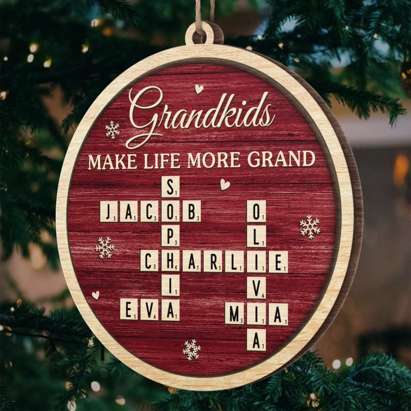 Custom Scrabble Wood Ornament - Personalized Birthday Gifts For Grandpa, Grandma - You Built Our Roots