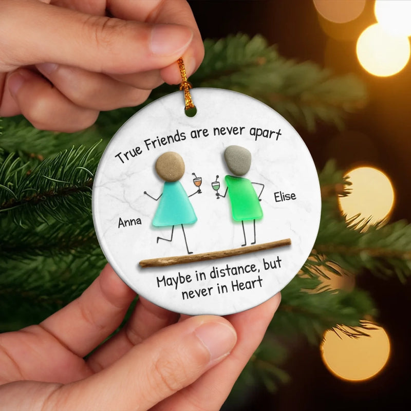 Custom Sea Glass Ceramic Ornament - Personalized Best Friend Birthday Gifts For Women, Besties, Sisters, BFF - Laugh Louder With You