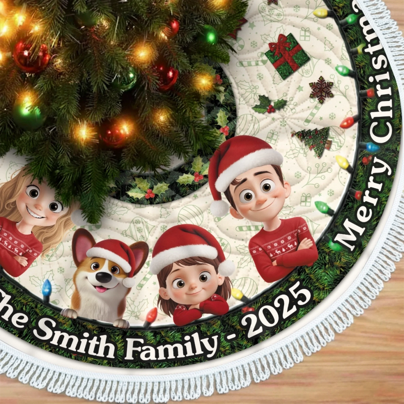 Custom Tree Skirt - Personalized Christmas Birthday Gifts For Mom, Dad, Brother, Sister, Kids - Love Warms Every Winter Night