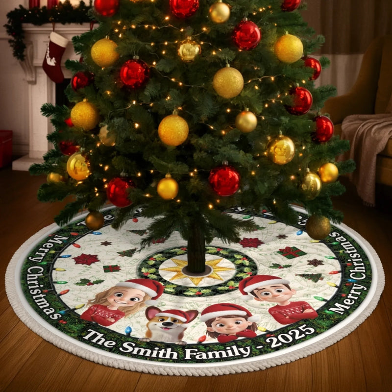 Custom Tree Skirt - Personalized Christmas Birthday Gifts For Mom, Dad, Brother, Sister, Kids - Love Warms Every Winter Night