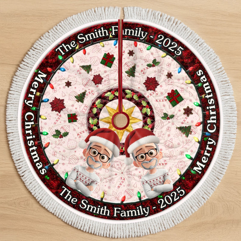 Custom Tree Skirt - Personalized Christmas Birthday Gifts For Mom, Dad, Brother, Sister, Kids - Love Warms Every Winter Night