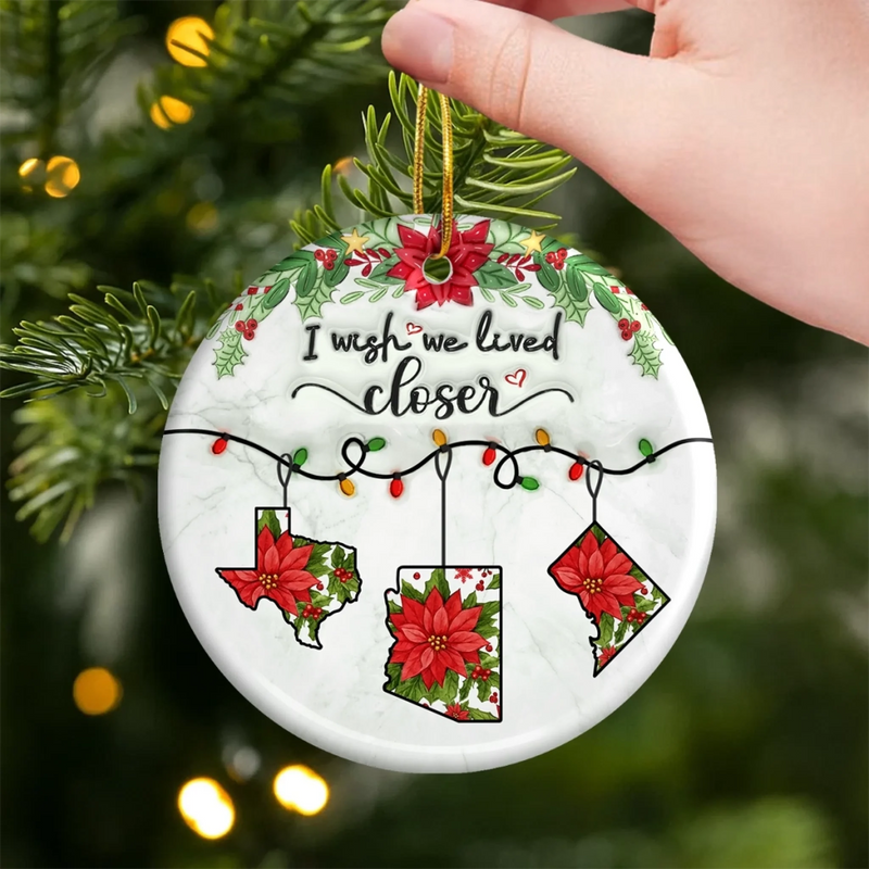 Custom Long Distance Ceramic Ornament - Personalized Best Friend Christmas Birthday Gifts For Women, Besties, Sisters, BFF - Held Beyond Borders