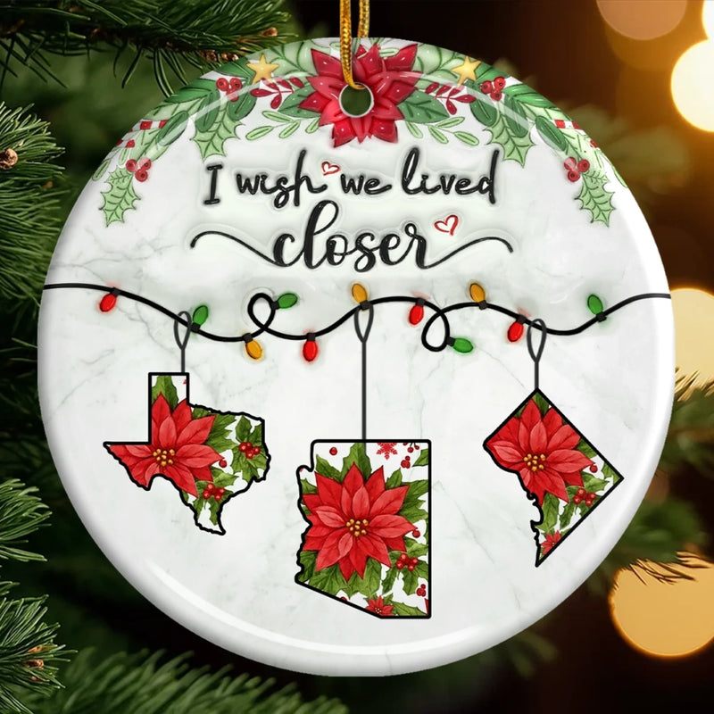 Custom Long Distance Ceramic Ornament - Personalized Best Friend Christmas Birthday Gifts For Women, Besties, Sisters, BFF - Held Beyond Borders