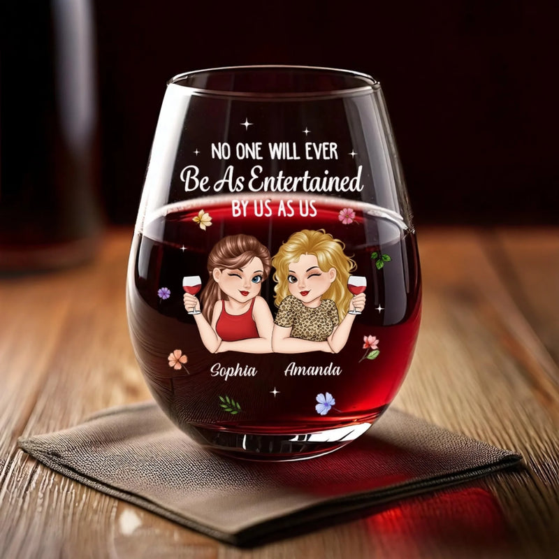 Custom Wine Glass - Personalized Best Friend Birthday Gifts For Women, Besties, Sisters, BFF - Holiday Magic Made With Friends