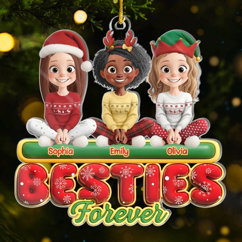 Custom Acrylic Ornament - Personalized Best Friend Christmas Birthday Gifts For Women, Besties, Sisters, BFF - Together We Shine All Season