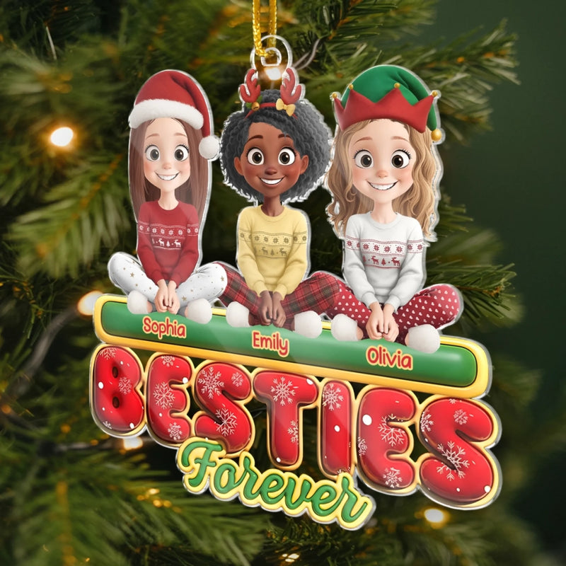 Custom Acrylic Ornament - Personalized Best Friend Christmas Birthday Gifts For Women, Besties, Sisters, BFF - Together We Shine All Season