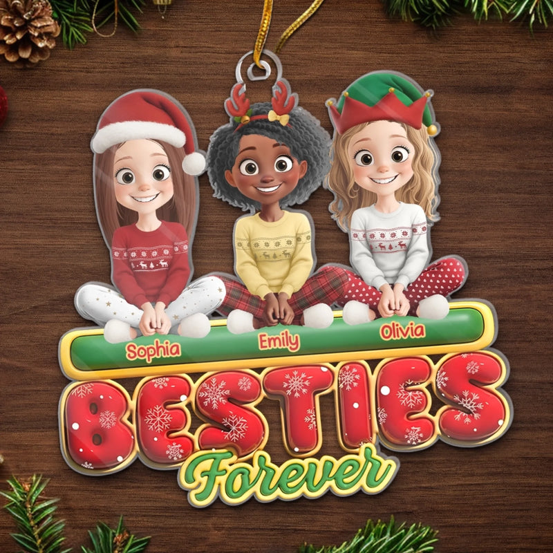 Custom Acrylic Ornament - Personalized Best Friend Christmas Birthday Gifts For Women, Besties, Sisters, BFF - Together We Shine All Season