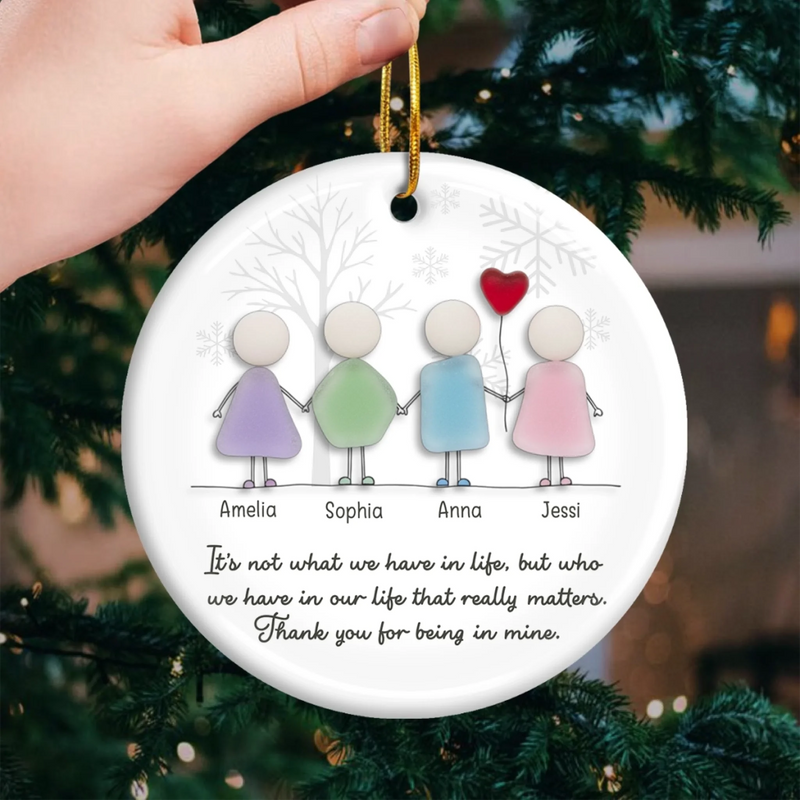 Custom Sea Glass Ceramic Ornament - Personalized Best Friend Christmas Birthday Gifts For Women, Besties, Sisters, BFF, Beach Lovers - Tides Of Our Friendship